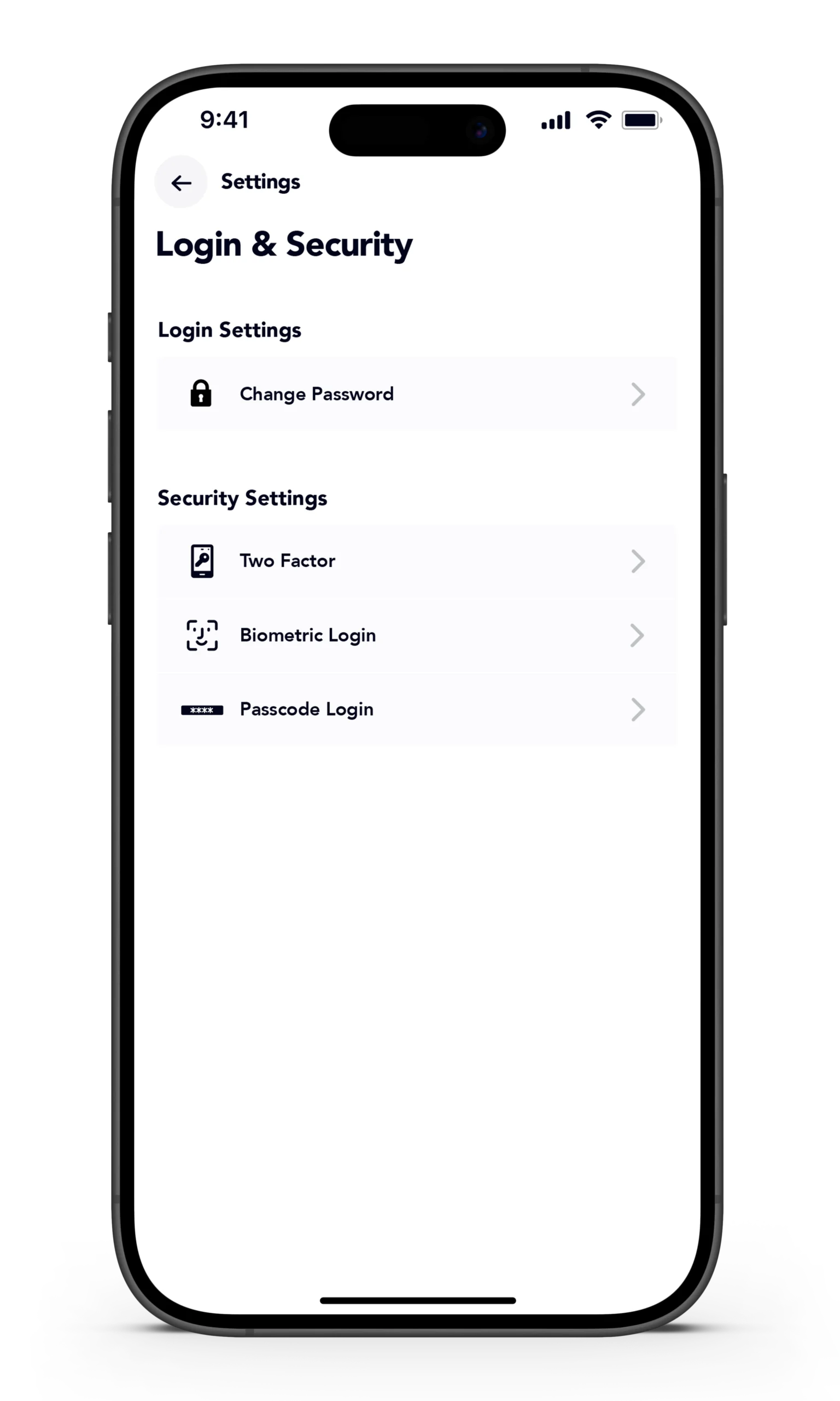 App - Security Settings Image