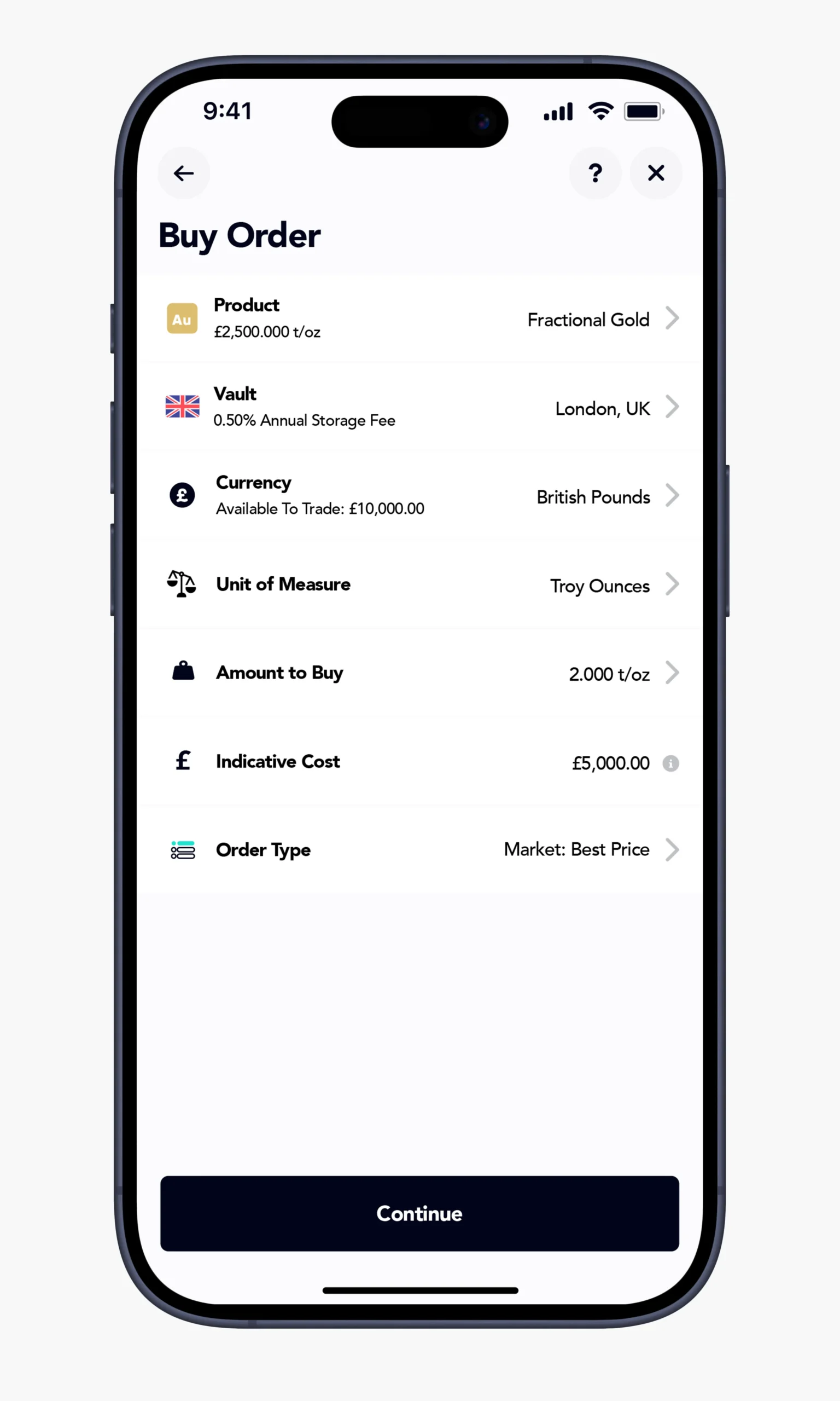 App - Buy order